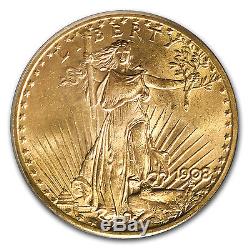 1908 $20 Saint-Gaudens Gold Double Eagle No Motto MS-66 PCGS SKU #18041