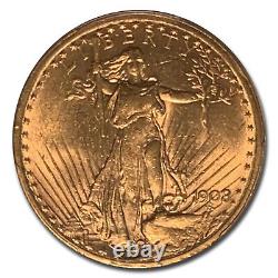 1908 $20 Saint-Gaudens Gold Double Eagle withMotto MS-62 PCGS SKU#87922