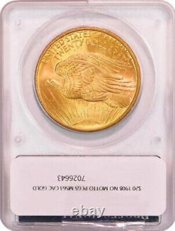 1908 $20 Saint Gaudens PCGS Rattler MS63 Gold CAC Gold Double Eagle 026643
