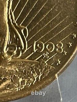 1908 $20 St. Gaudens Double Eagle Gold Coin PCGS AU55 NO MOTTO