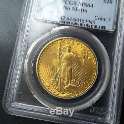 1908 $20 St. Gaudens Gold Double Eagle PCGS MS-64 (No Motto)