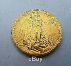 1908 $20 St Gaudens Gold With Motto Twenty Dollar Double Eagle, BU Details
