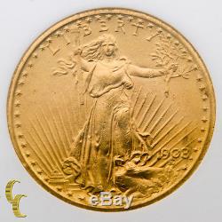 1908 $20 St. Gaudens No Motto Double Eagle Graded by NGC as MS-62