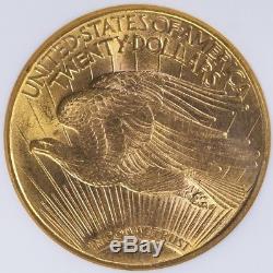 1908 D $20 Saint-Gaudens Gold Double Eagle NGC MS62 With Motto, Flashy Luster