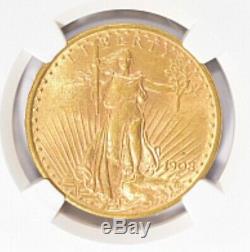 1908-D $20 Saint Gaudens Gold Double Eagle With Motto NGC MS62 Amazing Coin PQ++