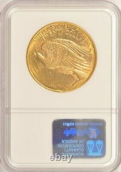 1908-D No Motto $20 Saint Gaudens Gold Double Eagle Coin NGC MS62 Older Holder
