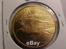 1908 D U. S. $20 Gold Double Eagle, Saint-Gaudens, NO MOTTO