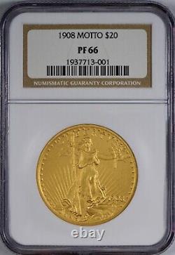 1908 Motto $20 St. Gaudens Double Eagle NGC Matte Proof PF66 Gorgeous and Rare