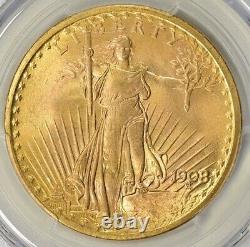1908 NM $20 Philadelphia Gold GEM No Motto St Gaudens Double Eagle PCGS MS66