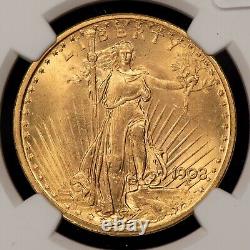 1908 NM G$20 Saint-Gaudens Gold Double Eagle No Motto NGC MS 65 PQ G2997