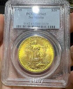 1908 No Motto $20 Gold Saint Gaudens Double Eagle PCGS MS65 Lustrous PQ
