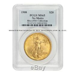 1908 No Motto $20 Gold Saint Gaudens PCGS MS65 gem NM Double Eagle pedigreed