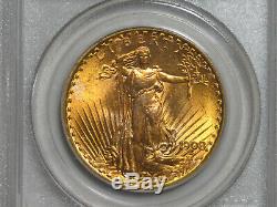 1908 No Motto $20 Gold Saint St Gaudens Double Eagle PCGS MS63 Green Label