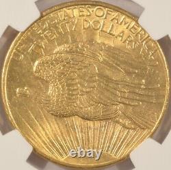 1908 No Motto $20 Saint Gaudens Gold Double Eagle Coin NGC MS63 CAC Approved