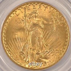1908 No Motto $20 Saint Gaudens Gold Double Eagle Coin PCGS MS63 CAC Sticker OGH