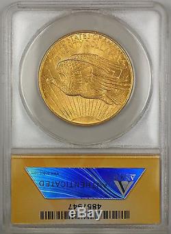 1908 No Motto $20 St. Gaudens Double Eagle Gold Coin ANACS MS-61 SB