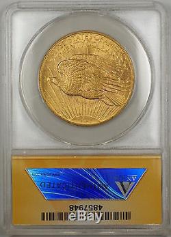 1908 No Motto $20 St. Gaudens Double Eagle Gold Coin ANACS MS-62 SB