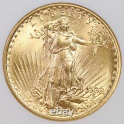 1908 No Motto NGC $20 Saint Gaudens Double Eagle Gold Coin MS66