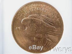 1908 No Motto Saint Gaudens Gold $20 Double Eagle Wells Fargo Nevada Ngc Ms 68