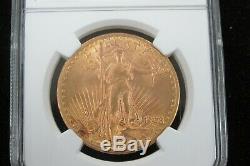 1908 No Motto US Gold $20 Saint Gaudens Double Eagle NGC MS66 091