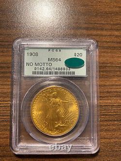 1908-P $20 St. Saint Gaudens Gold Twenty Dollar Double Eagle PCGS MS 64 CAC OGH