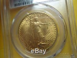 1908 P Saint Gaudens Gold $20 Double Eagle, No Motto In God We Trust, MS64+