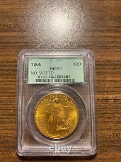 1908-P St. Gaudens No Motto Double Eagle $20 Gold Twenty Dollar PCGS MS 60 OGH