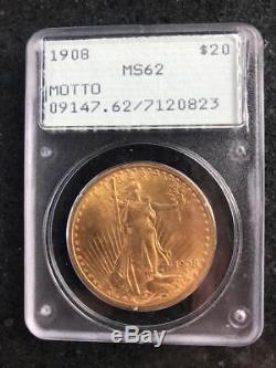 1908 PCGS MS-62 OGH St. Gaudens $20 Double Eagle Gold Coin