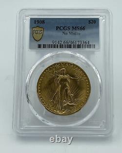 1908 PCGS MS66 No Motto Saint Gaudens Double Eagle PQ Coin