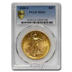 1908-S $20 Saint-Gaudens Gold Double Eagle MS-62 PCGS SKU#77780