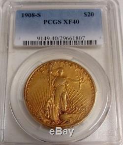 1908-S Saint Gaudens Double Eagle PCGS XF40 $20 gold coin