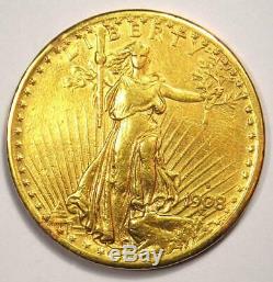 1908-S Saint Gaudens Gold Double Eagle $20 Coin AU Details Rare Date