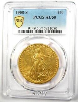1908-S Saint Gaudens Gold Double Eagle $20 Coin PCGS AU50 $6,500 Value