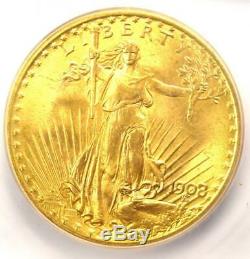 1908 Saint Gaudens Gold Double Eagle $20 Coin ICG MS68 $18,900 Guide Value