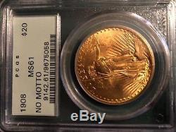 1908 Saint-Gaudens (No Motto) $20 Gold Double Eagle PCGS MS61