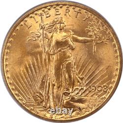1908 St. Gaudens Gold Double Eagle PCGS MS 66 CAC No Motto OGH Lustrous, PQ++