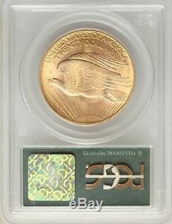 1908 US Gold $20 Saint Gaudens Double Eagle No Motto Wells Fargo PCGS MS66