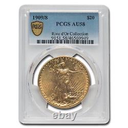 1909/8 $20 Saint-Gaudens Gold Double Eagle Overdate AU-58 PCGS SKU #66650