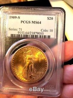 1909-S $20 Saint-Gaudens Gold Double Eagle MS-64 PCGS from My Collection