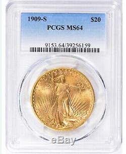 1909-S $20 Saint Gaudens Gold Double Eagle PCGS MS64 Stunning Eye Appeal PQ+
