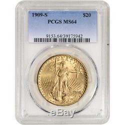 1909-S US Gold $20 Saint-Gaudens Double Eagle PCGS MS64