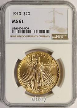 1910 $20 Saint-Gaudens Gold Double Eagle NGC MS61