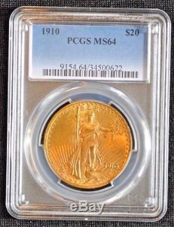 1910 $20 Saint Gaudens Gold Double Eagle PCGS Graded MS64 0622