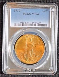 1910 $20 Saint Gaudens Gold Double Eagle PCGS Graded MS64 622