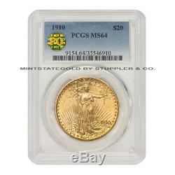 1910 $20 Saint Gaudens PCGS MS64 PQ Approved Philadelphia Gold Double Eagle coin