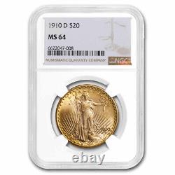 1910-D $20 Saint-Gaudens Gold Double Eagle MS-64 NGC SKU#59895