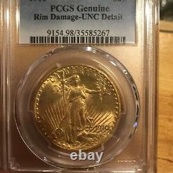1910 Gold $20 Double Eagle St. Gaudens PCGS Genuine Run damage -UNC detail