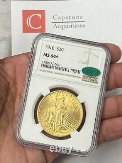1910-P $20 Saint Gaudens Gold Double Eagle Pre-33 NGC MS64+ CAC Incredible Look
