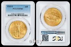 1910-S $20 Gold Saint Gaudens Double Eagle PCGS MS63