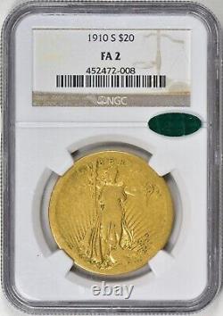 1910 S $20 St. Gaudens Double Eagle Gold NGC FA 2 Fair 2 CAC Lowball Low Ball
